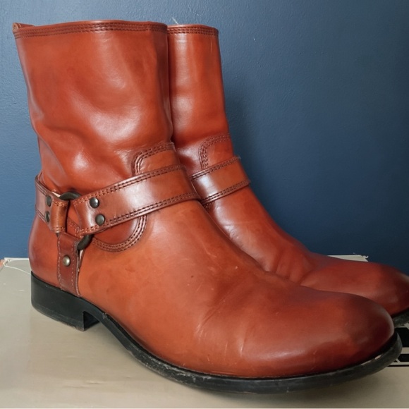 Frye Shoes - Frye Melissa Harness Boots Cognac Leather Women 8.5 B